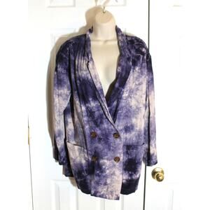 Amadi Anthropologie Purple Tie Dye Linen Blend Blazer sz M